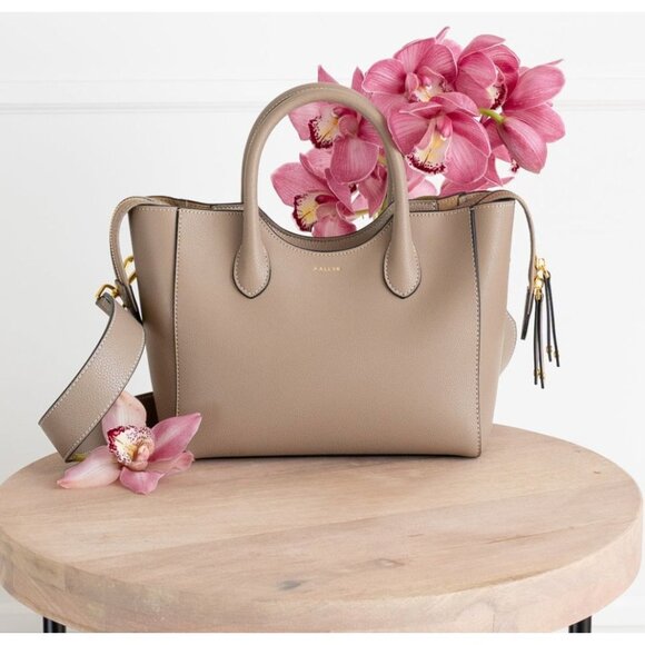AALLYN Lilly Satchel Dual-Zip Pebbled Leather Satchel Bag Crossbody Option - Picture 1 of 12